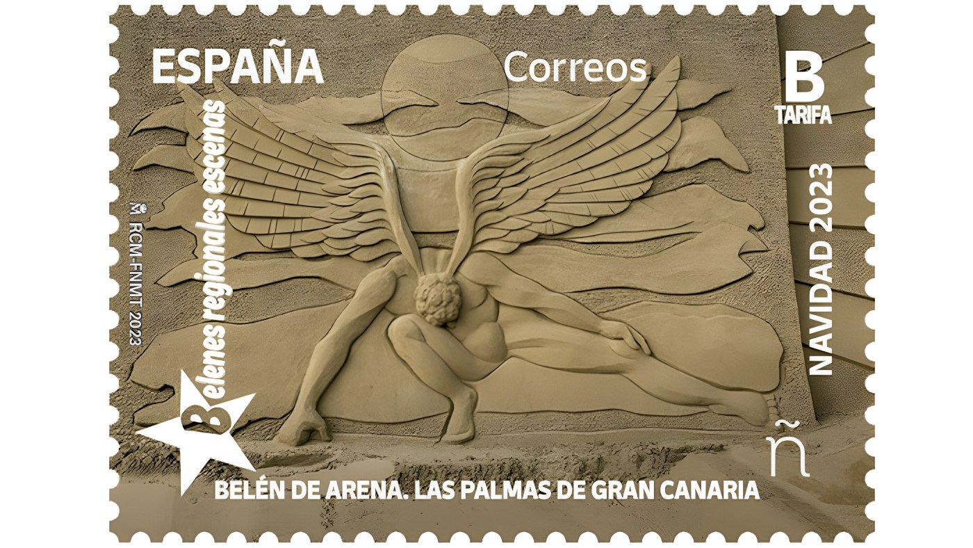 Julefrimerke 2023,motiv fra sandkrybben i Las Palmas, posten i Spania.