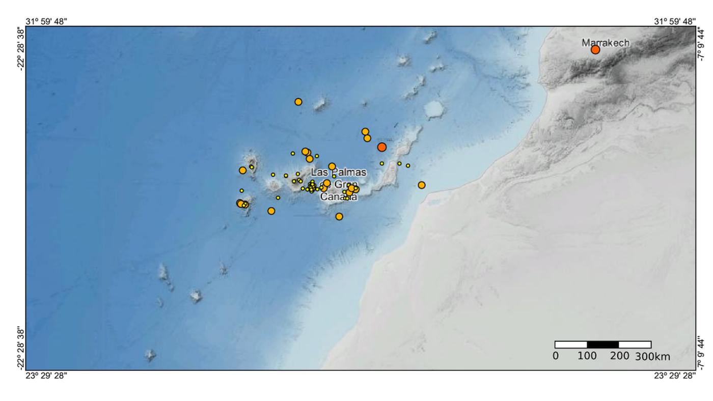 I 2023 var det 2017 jordskjelv på og ved Kanariøyene.