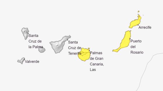 Gulvarsel for regn på Gran Canaria, Lanzarote og Fuerteventura.