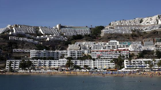 Strand og hoteller i Puerto Rico på Gran Canaria.