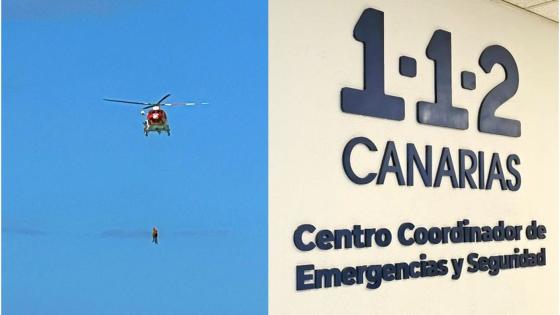 Redningshelikopter og skilt med 112