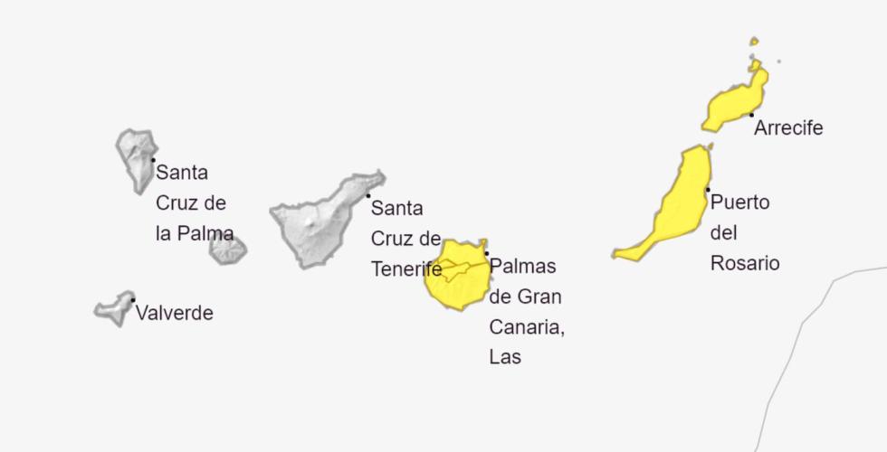 Gulvarsel for regn på Gran Canaria, Lanzarote og Fuerteventura.