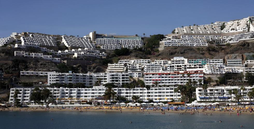 Strand og hoteller i Puerto Rico på Gran Canaria.
