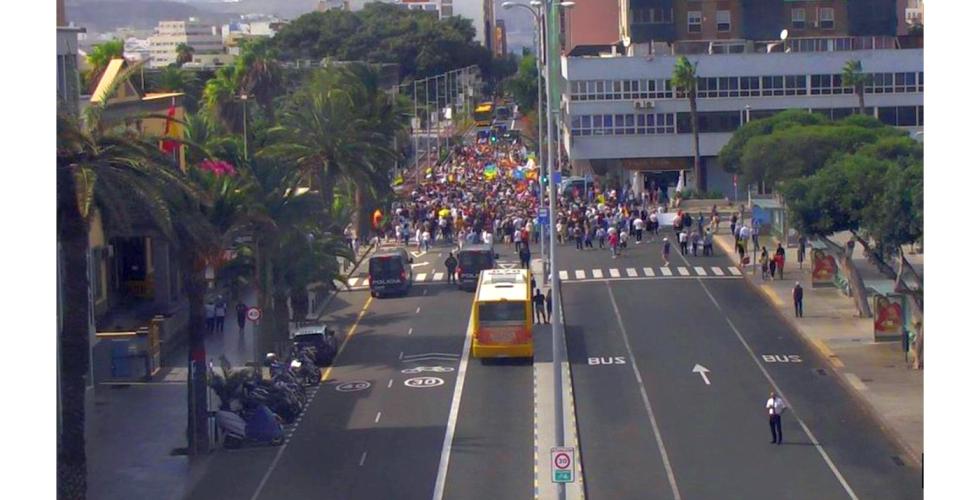 Demonstrasjon mot immigrasjon i Las Palmas på Gran Canaria.