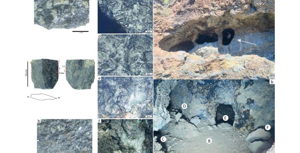 Verktøy og hulen der arkeologene gjorde oppdagelsen.