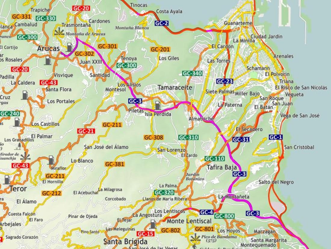 Kart del 1 for kjøreturen Gran Canarias høyland