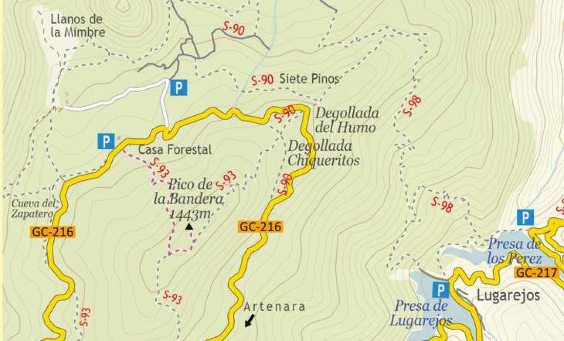 Kart for vandretur i Tamadabada-området
