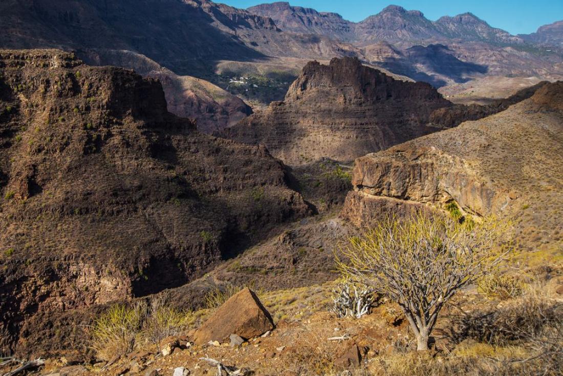 La Fortaleza og Tirajana dalen sett fra Mirador de Guriete