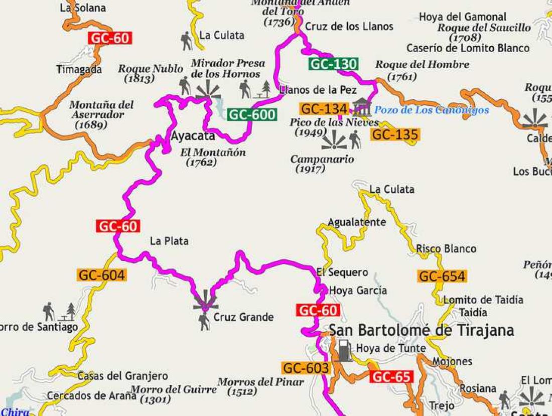 Kjøretur til Gran Canarias mest kjente minnesmerker, kart del 2