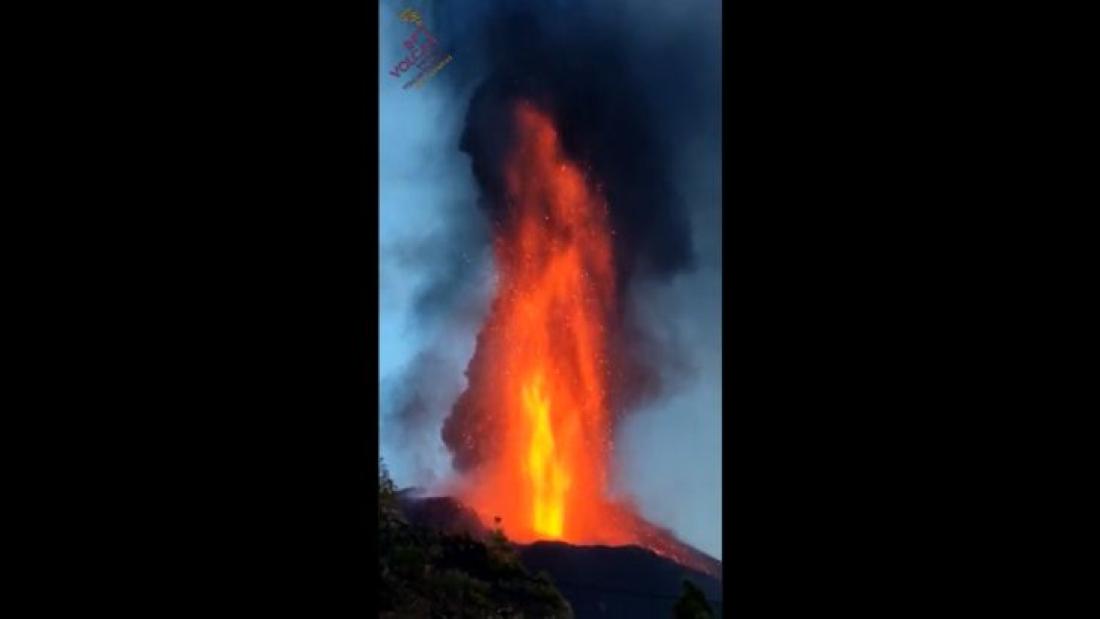 Vulkanutbrudd på La Palma 2021. Dag 38, 60 meter høyt fyrverkeri.