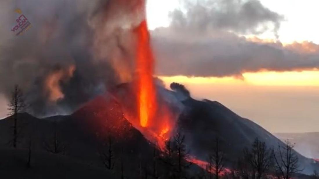 Vulkanutbrudd på La Palma 2021. Dag 75. Nytt krater bygges opp.