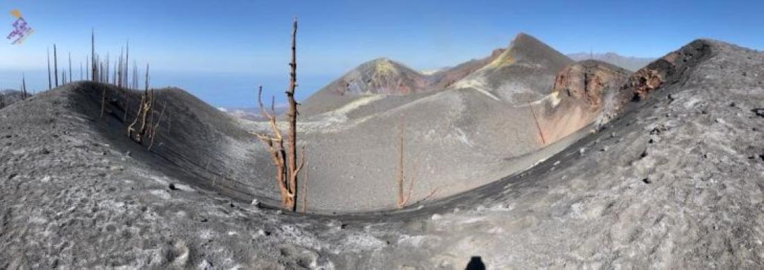 Vulkanutbrudd på La Palma i 2021: Panoramabilde 17. februar.