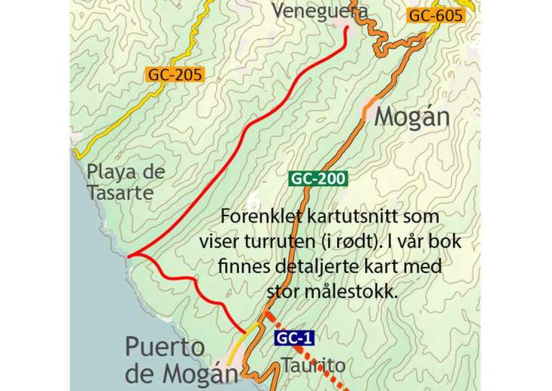 Kart for fottur til Playa de Veneguera