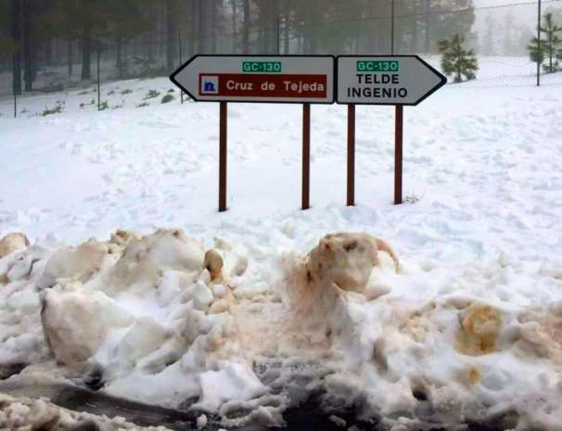 Snø i veikryss på Gran Canaria